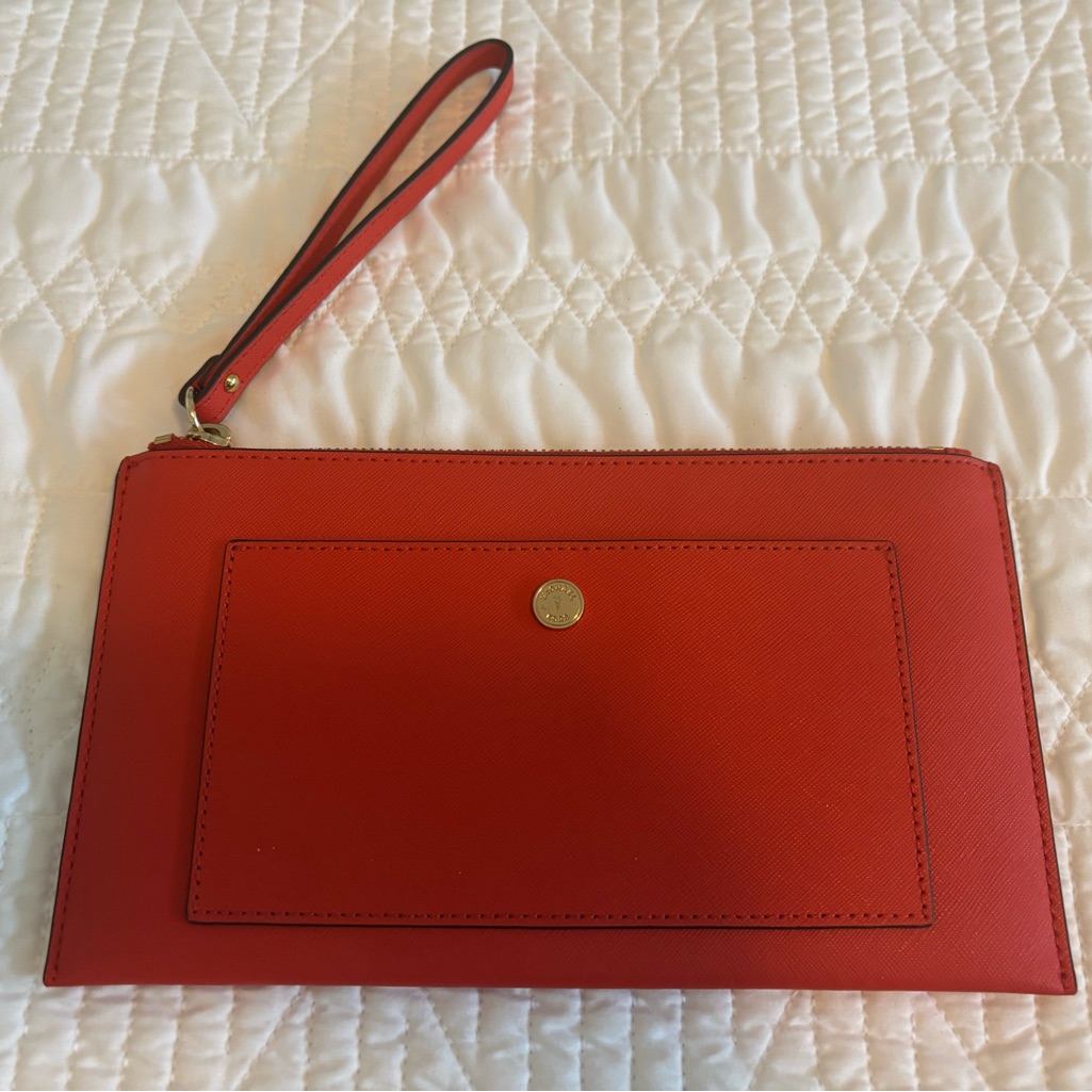 Michael Kors Jet Set Large Clutch Wristlet Gorgeous Red Zip Top